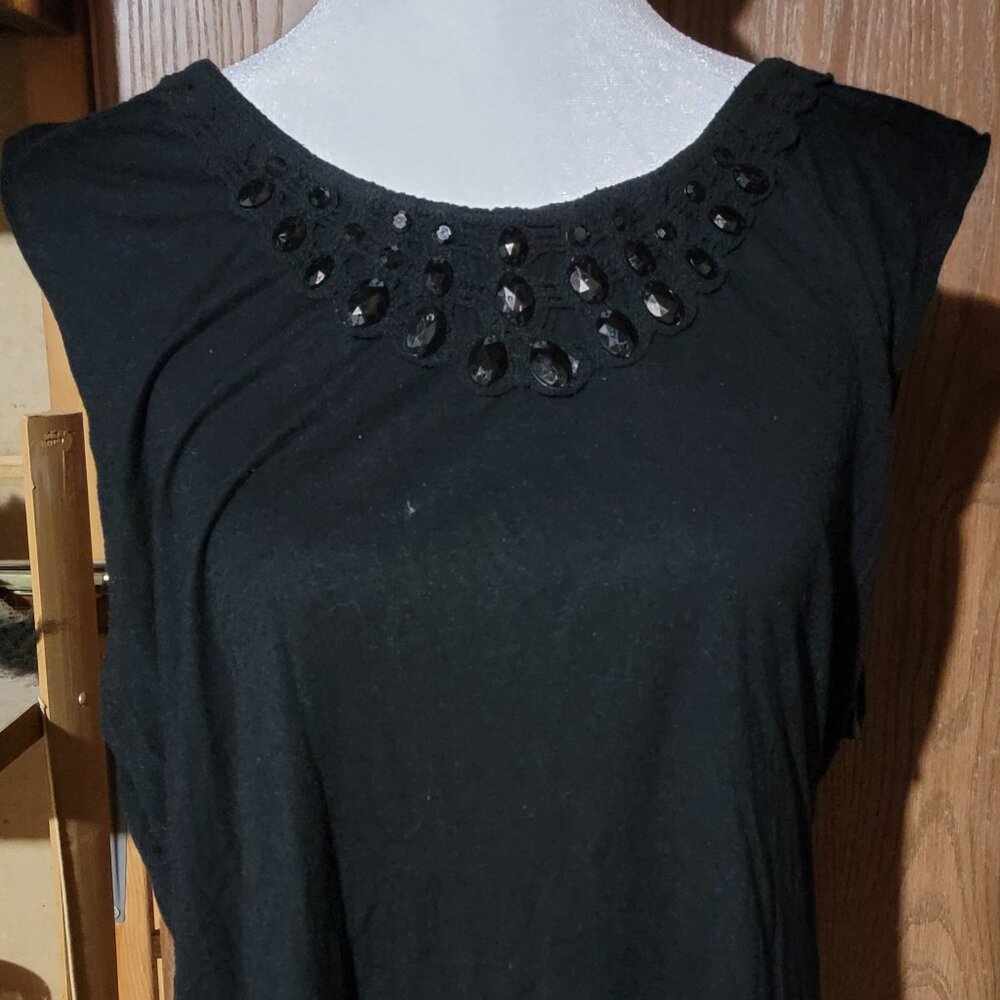 Lovely Black Elementz  Posh Dinner Dress Blouse - sequined  (Medium)